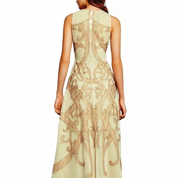 BCBGMAXAZRIA Acotas Lace-Appliqué Gown Dress Champagne Color Size 10 $498 - Picture 4 of 7